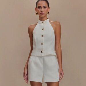 Meshki White Tiara Halter Top